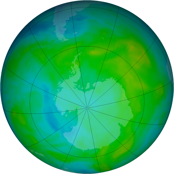 Antarctic ozone map for 07 February 1983